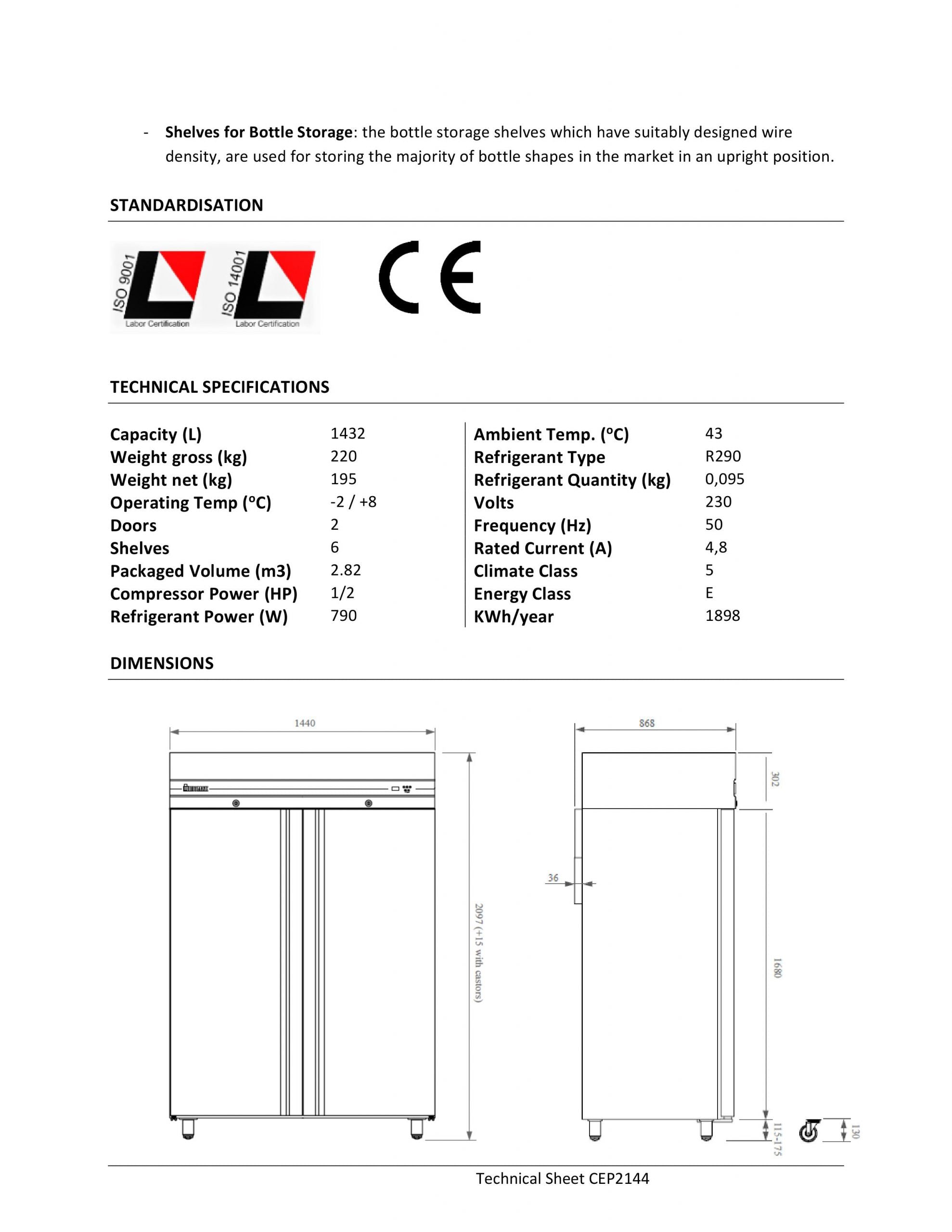 Inomak dobbelt køleskab - ikaline -  