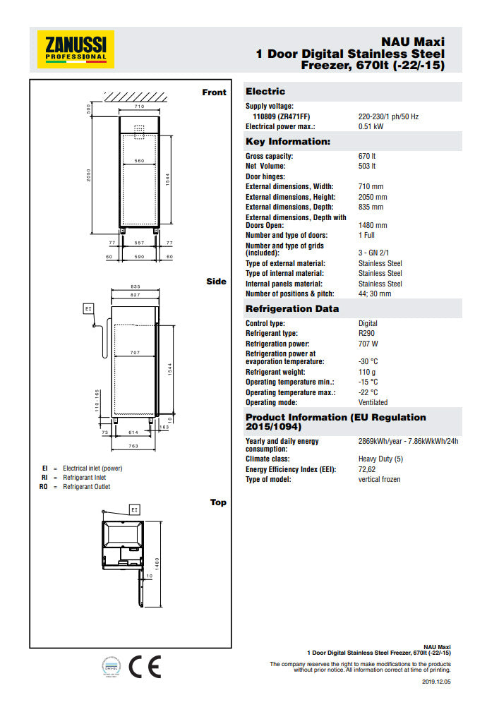 Zanussi Frostskab NAU Maxi - ikaline -  